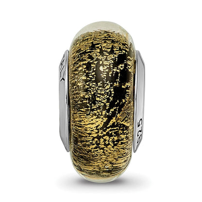 Sterlingsilber Reflections Schwarz/gold Italienisch Murano Glas Perle