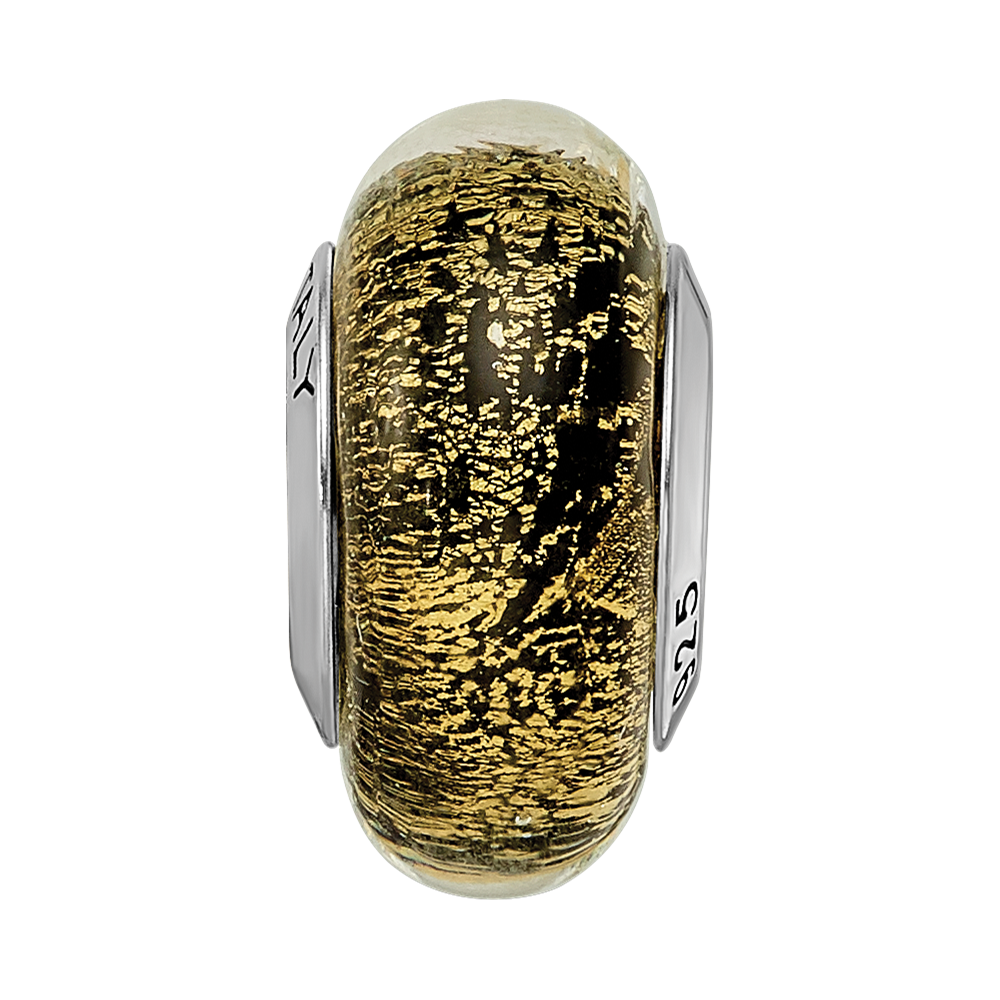 Sterlingsilber Reflections Schwarz/gold Italienisch Murano Glas Perle