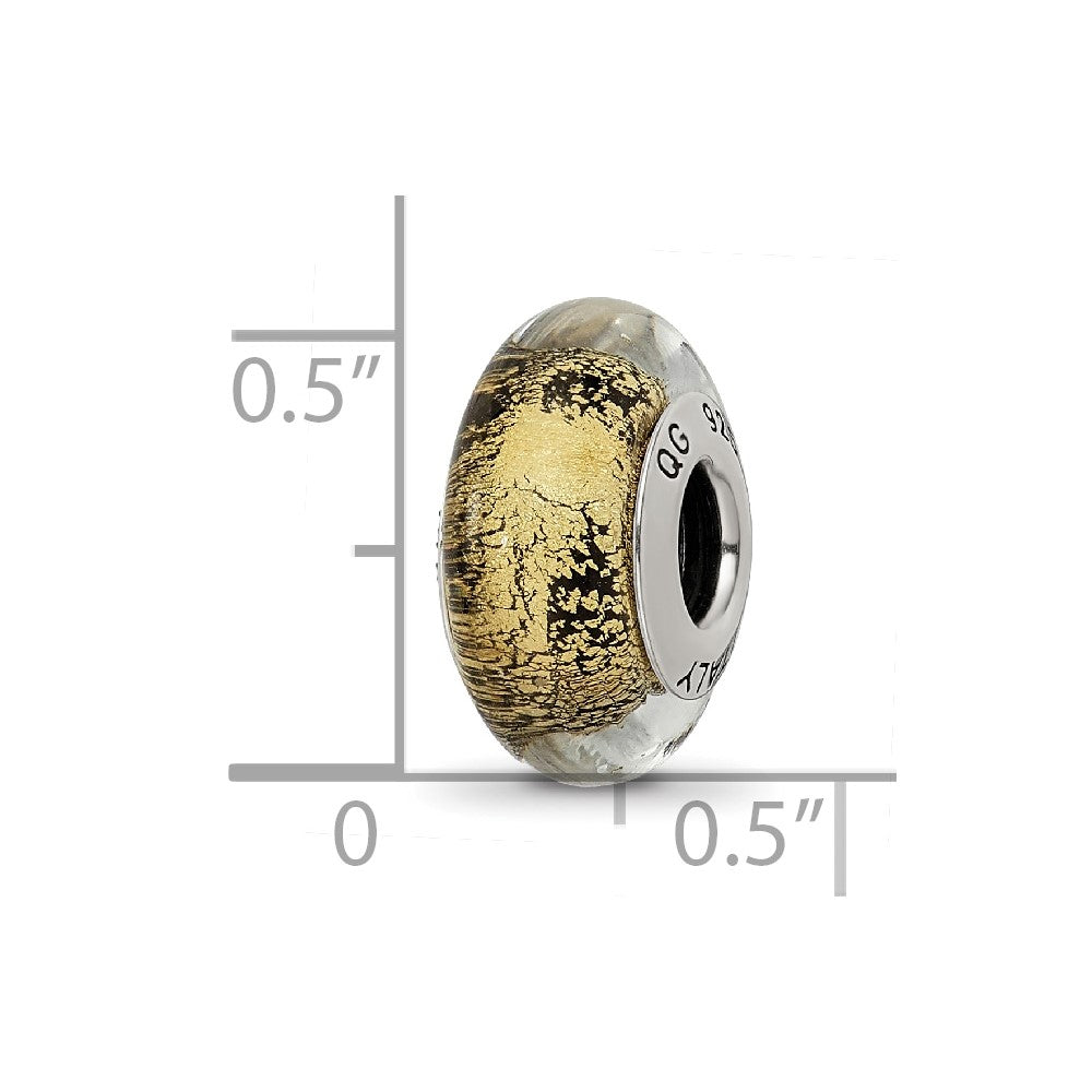 Sterlingsilber Reflections Schwarz/gold Italienisch Murano Glas Perle