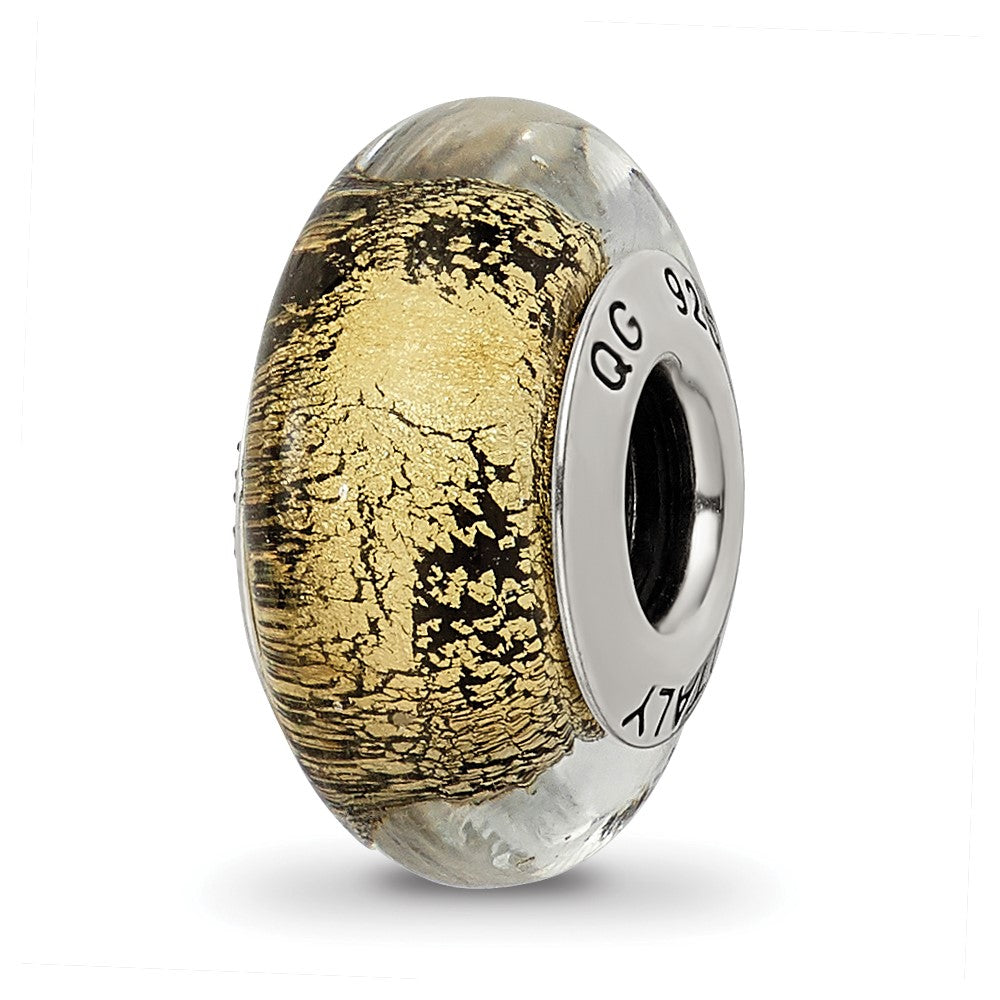 Sterlingsilber Reflections Schwarz/gold Italienisch Murano Glas Perle