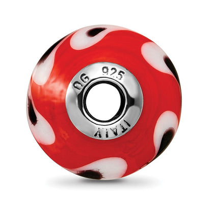 Sterlingsilber Reflections Rot mit Dots Italienisch Murano Glas Perle