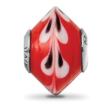 Sterlingsilber Reflections Rot mit Dots Italienisch Murano Glas Perle