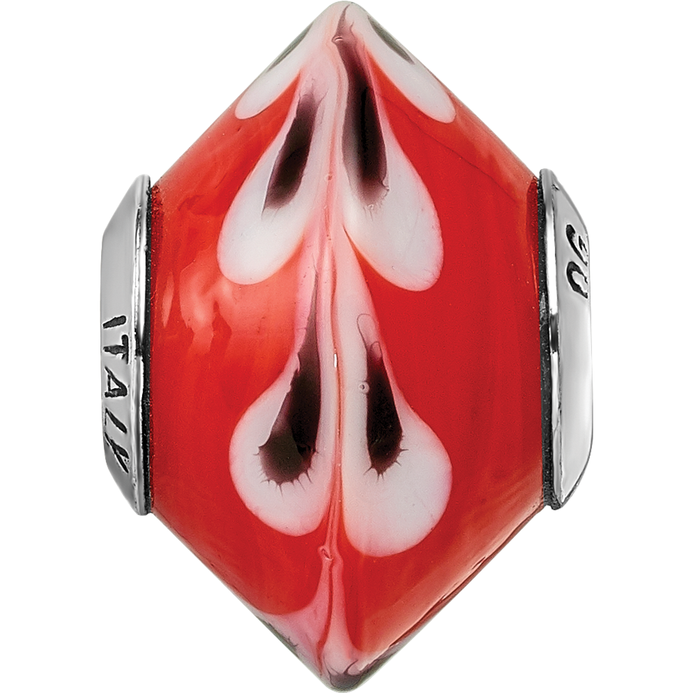 Sterlingsilber Reflections Rot mit Dots Italienisch Murano Glas Perle