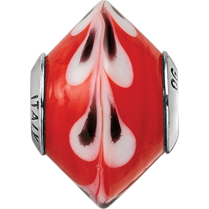 Sterlingsilber Reflections Rot mit Dots Italienisch Murano Glas Perle