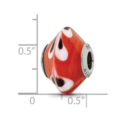 Sterlingsilber Reflections Rot mit Dots Italienisch Murano Glas Perle