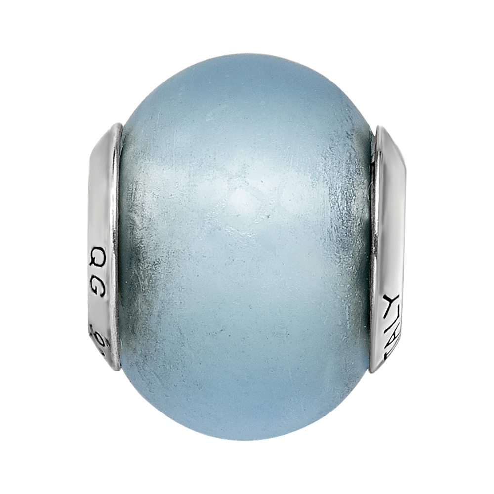 Sterlingsilber Reflections Licht Blau Matt Italienisch Murano Perle