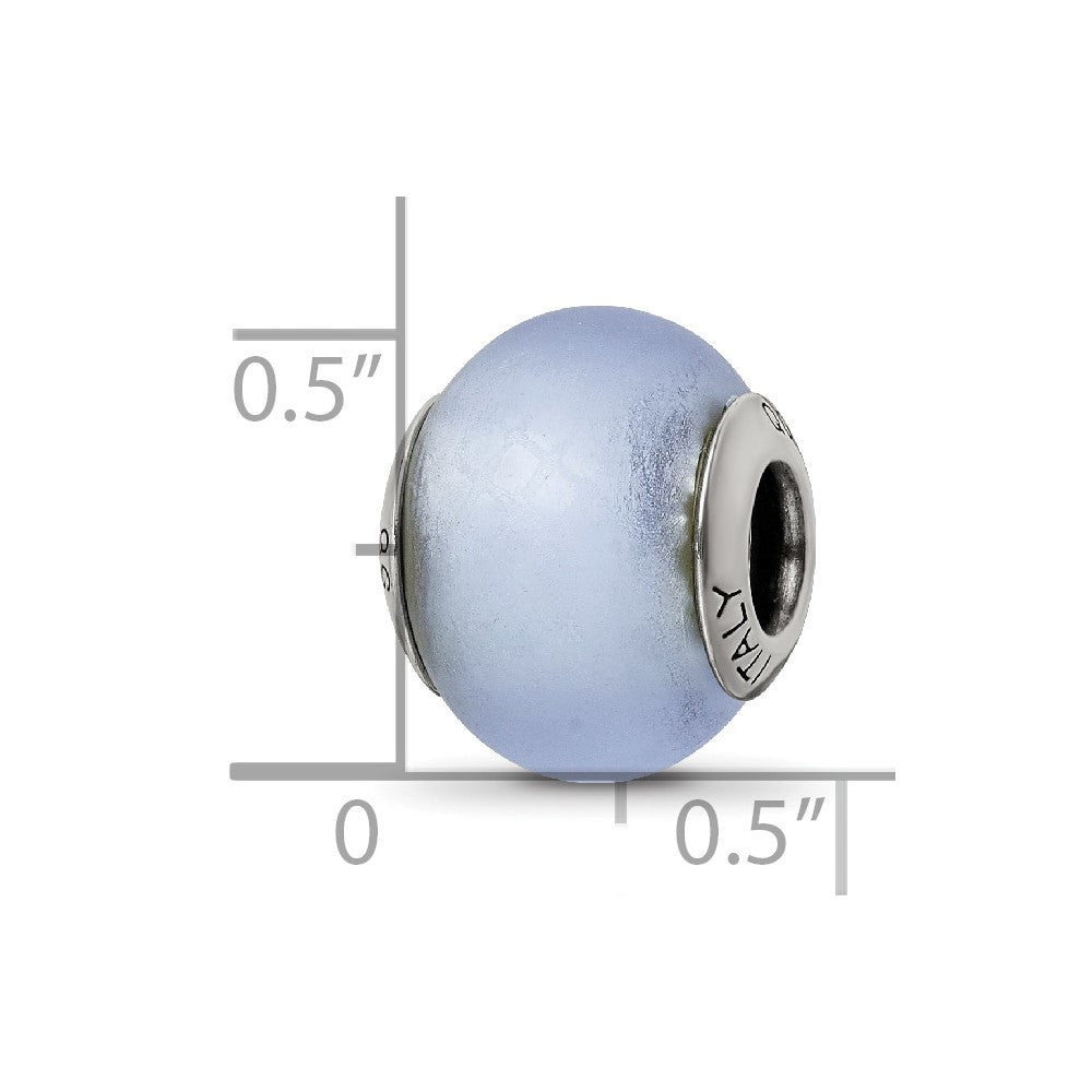 Sterlingsilber Reflections Licht Blau Matt Italienisch Murano Perle