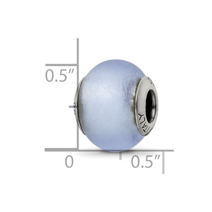 Sterlingsilber Reflections Licht Blau Matt Italienisch Murano Perle