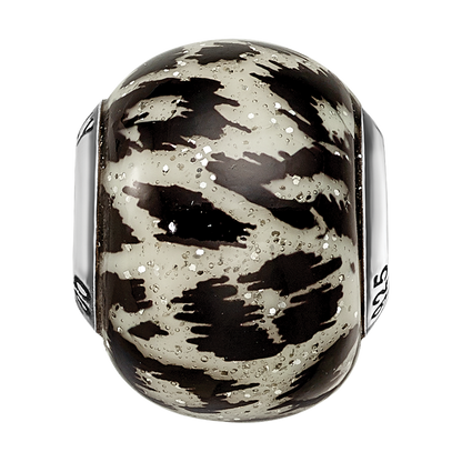 Sterlingsilber Reflections Weiß & Schwarz mit Glitzer Auflage Glas Perle