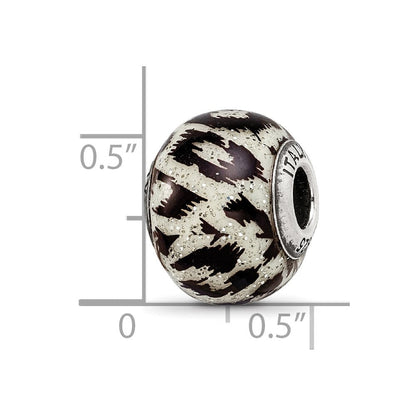 Sterlingsilber Reflections Weiß & Schwarz mit Glitzer Auflage Glas Perle