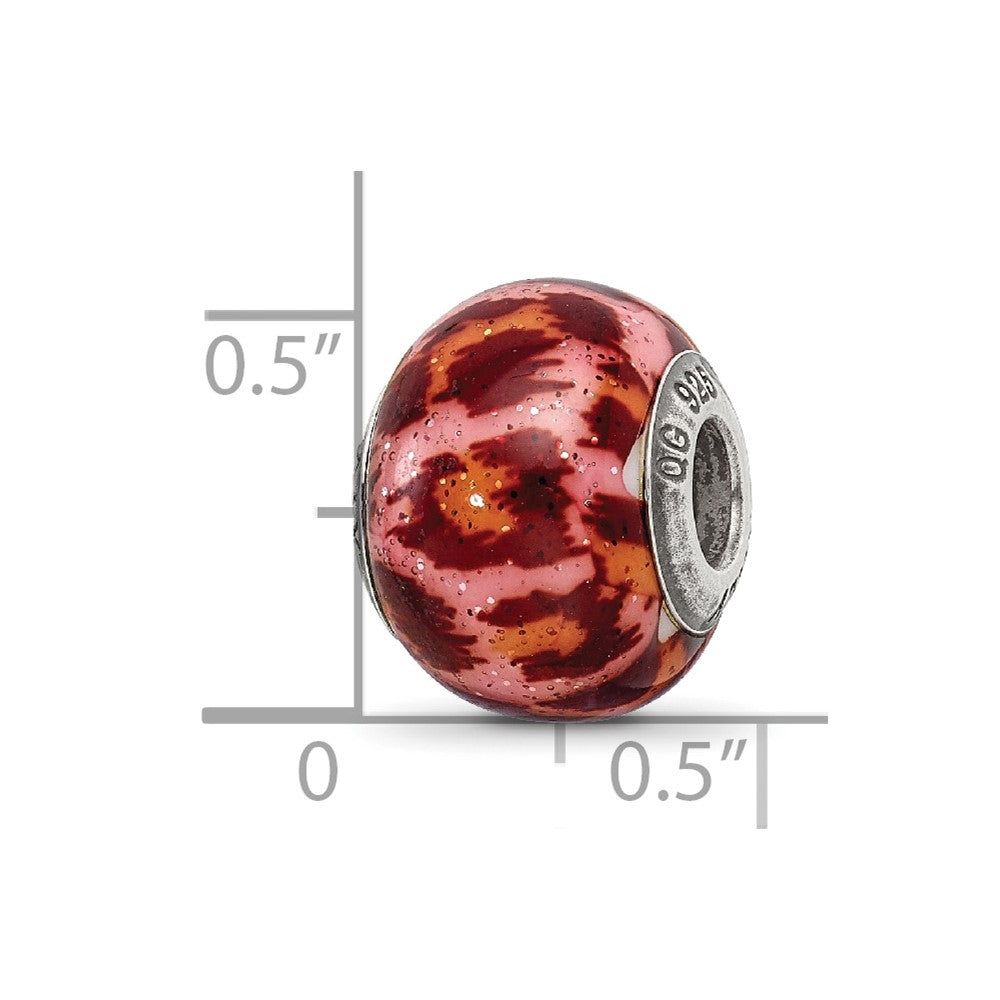 Sterlingsilber Reflections Rosa & Braun mit Glitzer Auflage Glas Perle