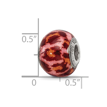 Sterlingsilber Reflections Rosa & Braun mit Glitzer Auflage Glas Perle