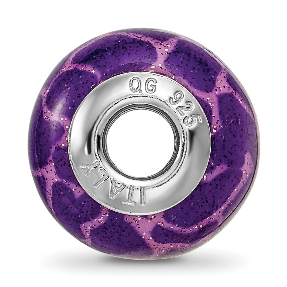 Sterlingsilber Reflections Lila & Rosa mit Glitzer Auflage Glas Perle