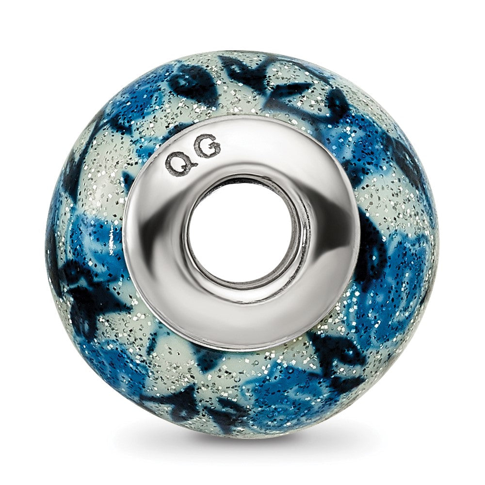 Sterlingsilber Reflections Blau Rose Glitzer Auflage Glas Perle