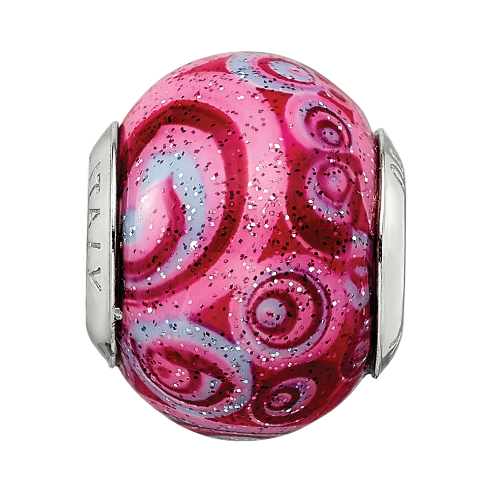 Sterlingsilber Reflections Rosa & Lila Swirls Auflage Glas Perle