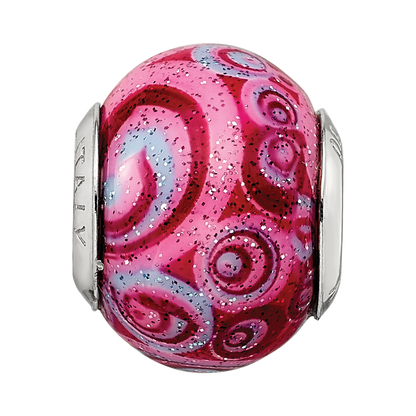 Sterlingsilber Reflections Rosa & Lila Swirls Auflage Glas Perle