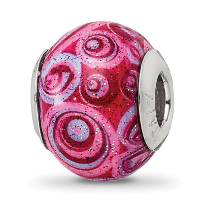 Sterlingsilber Reflections Rosa & Lila Swirls Auflage Glas Perle