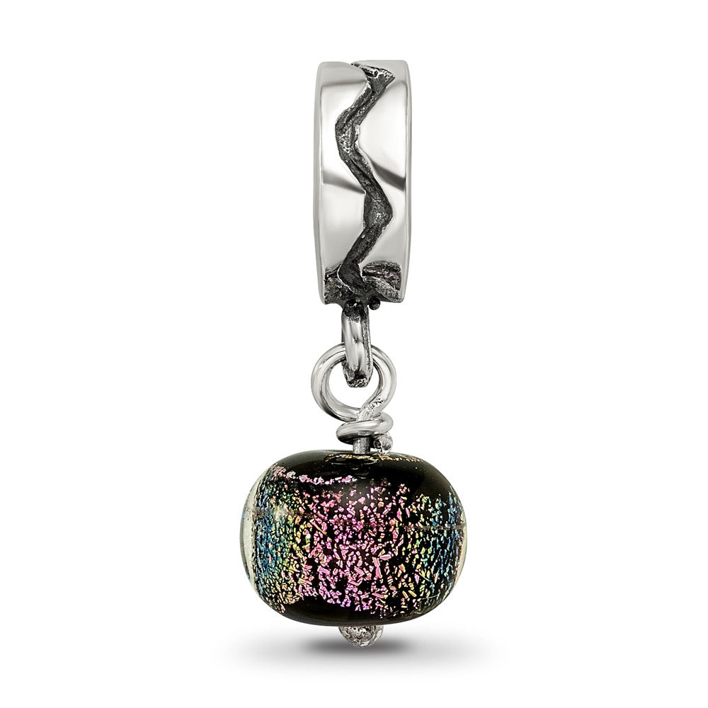Sterlingsilber Lila Dichroic Glas Hängend Reflections Perle