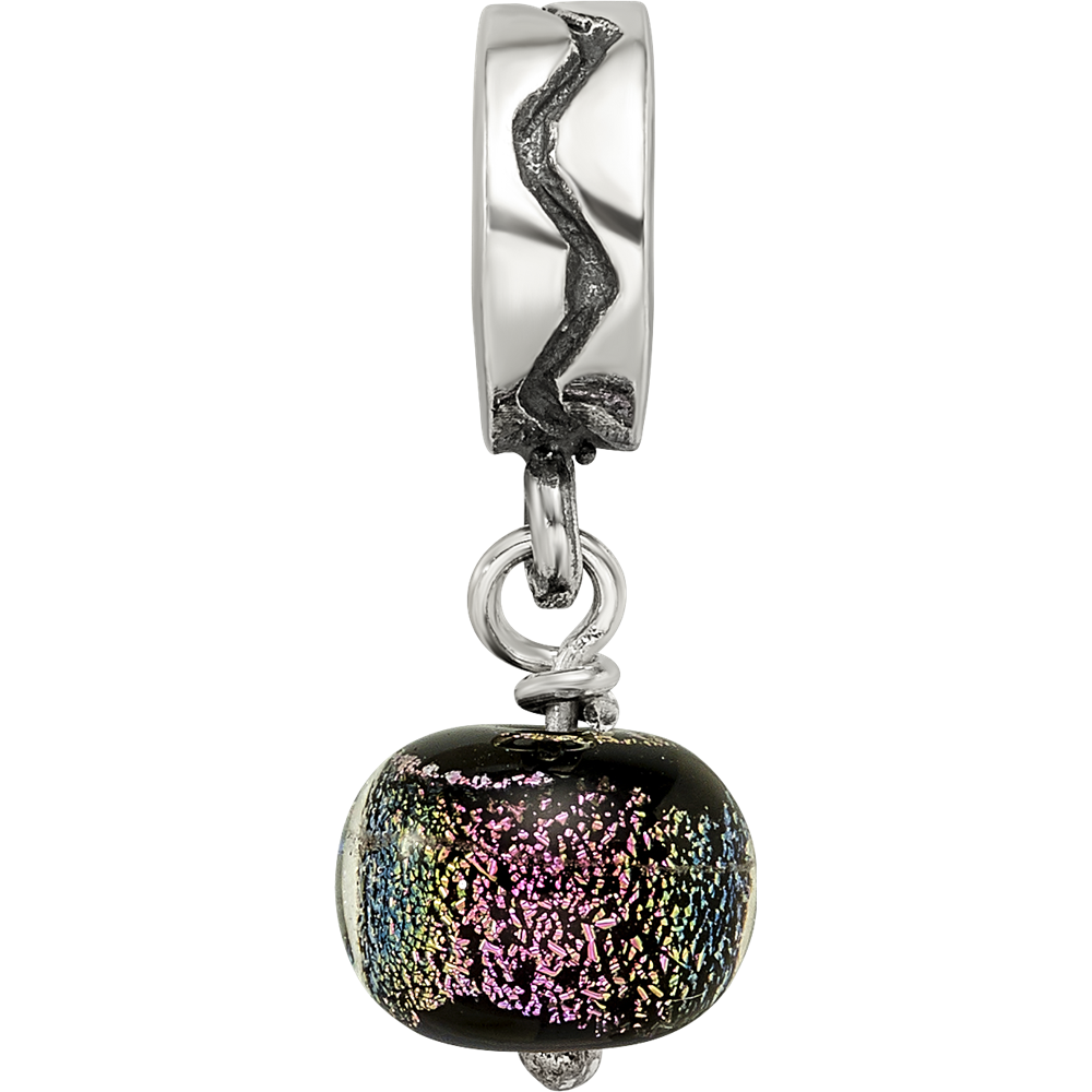 Sterlingsilber Lila Dichroic Glas Hängend Reflections Perle