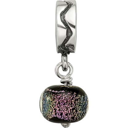 Sterlingsilber Lila Dichroic Glas Hängend Reflections Perle