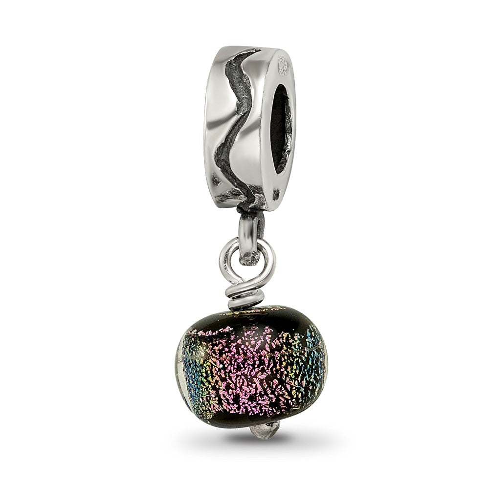 Sterlingsilber Lila Dichroic Glas Hängend Reflections Perle