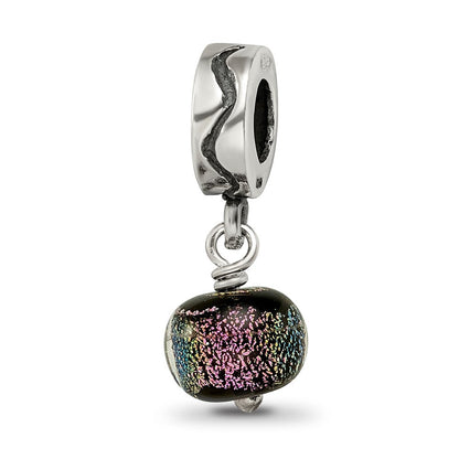 Sterlingsilber Lila Dichroic Glas Hängend Reflections Perle