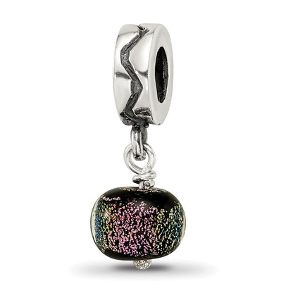 Sterlingsilber Lila Dichroic Glas Hängend Reflections Perle