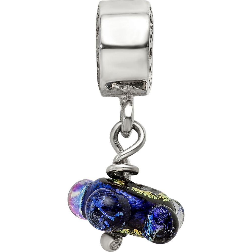 Sterlingsilber Reflections Grün Dichroic Glas Hängend Perle