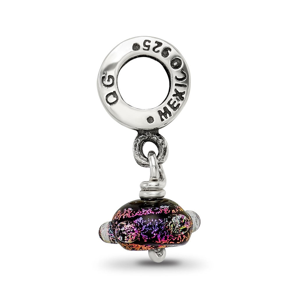 Sterlingsilber Reflections Lila Dichroic Glas Hängend Perle