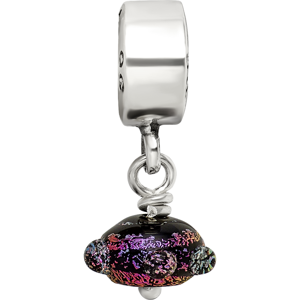 Sterlingsilber Reflections Lila Dichroic Glas Hängend Perle