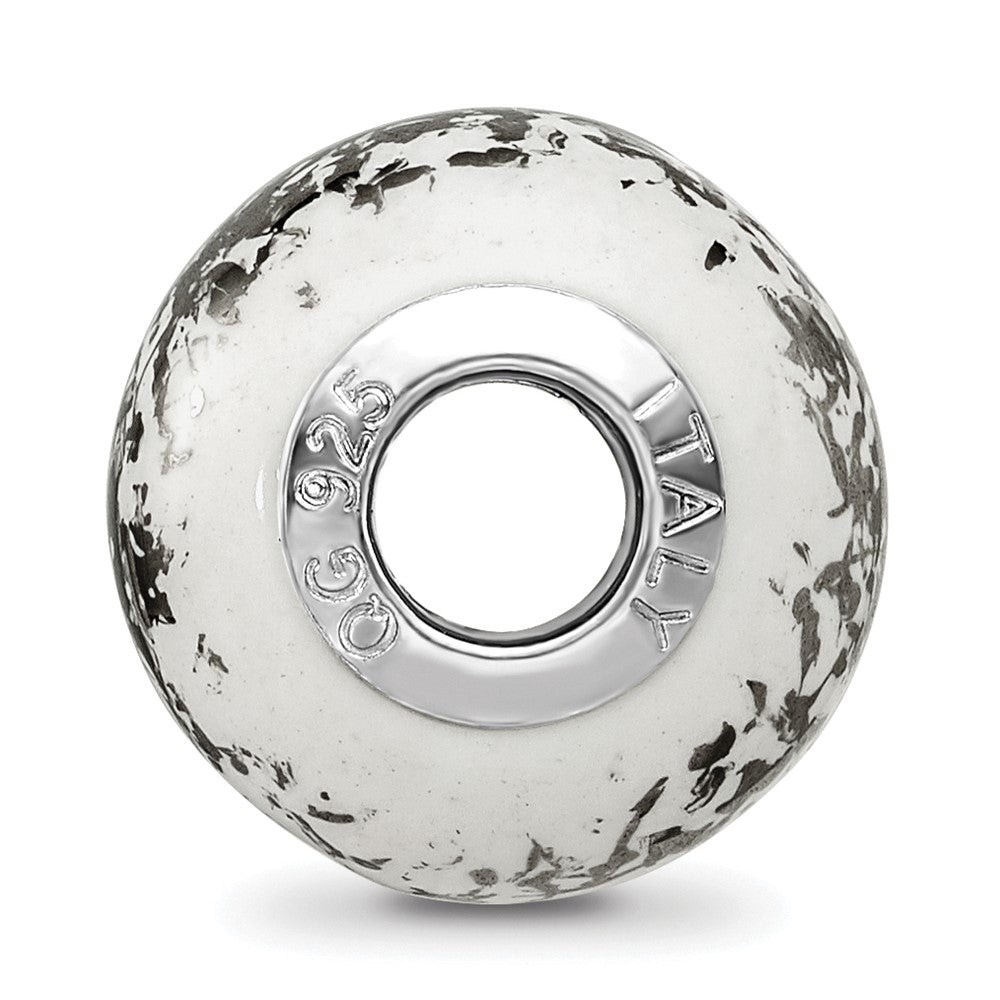 Sterlingsilber Reflections Weiß mit Platin Foil Keramik Perle