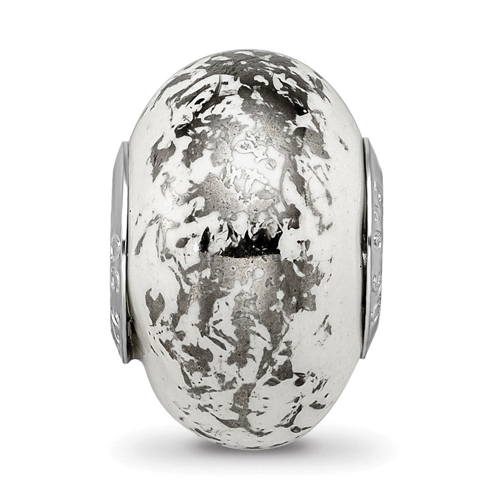 Sterlingsilber Reflections Weiß mit Platin Foil Keramik Perle