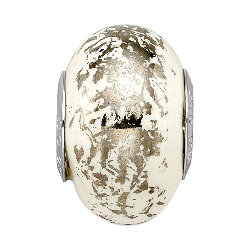 Sterlingsilber Reflections Weiß mit Platin Foil Keramik Perle
