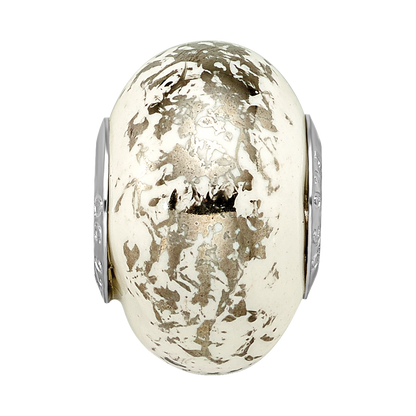 Sterlingsilber Reflections Weiß mit Platin Foil Keramik Perle