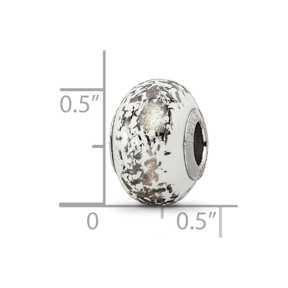 Sterlingsilber Reflections Weiß mit Platin Foil Keramik Perle