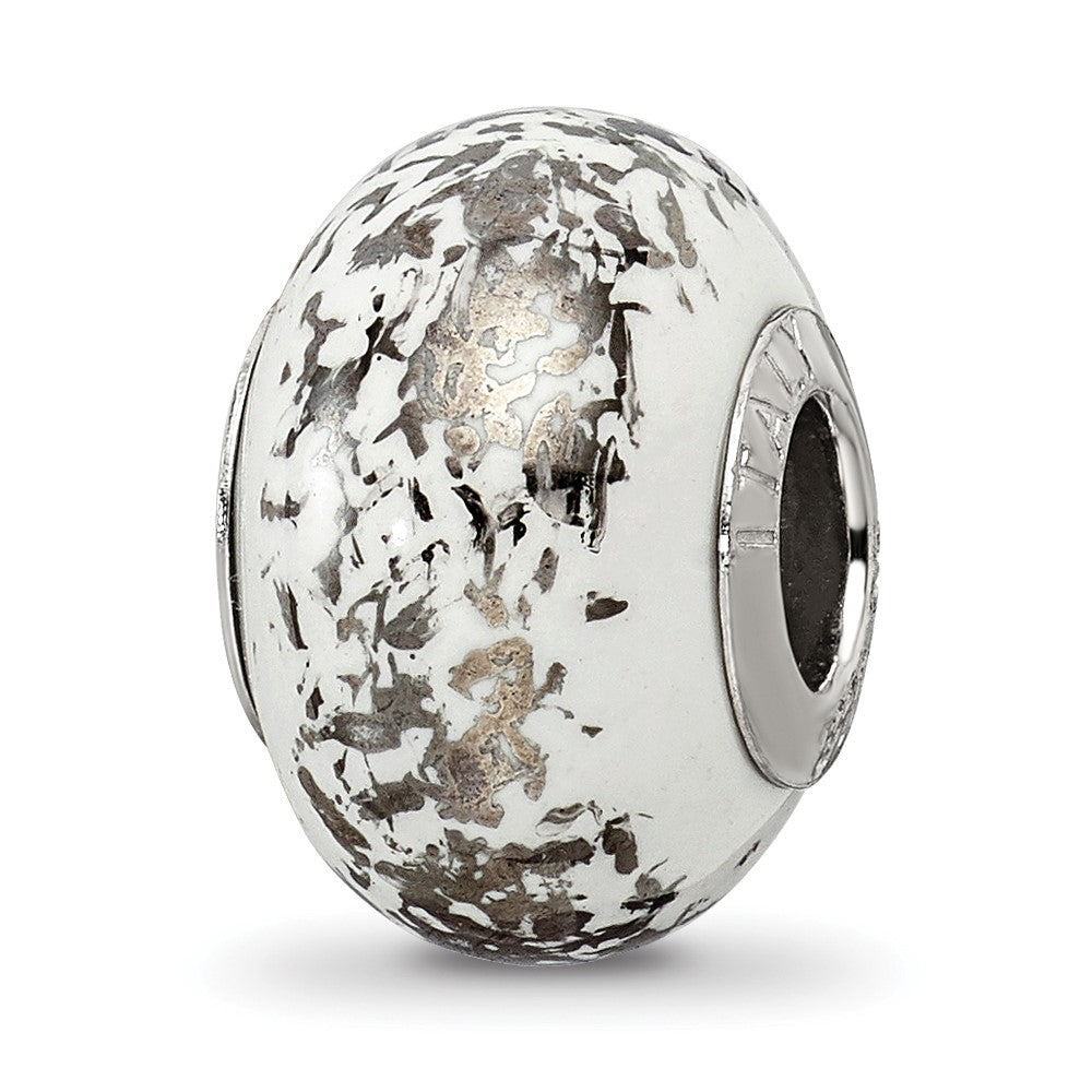 Sterlingsilber Reflections Weiß mit Platin Foil Keramik Perle