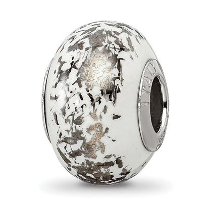 Sterlingsilber Reflections Weiß mit Platin Foil Keramik Perle