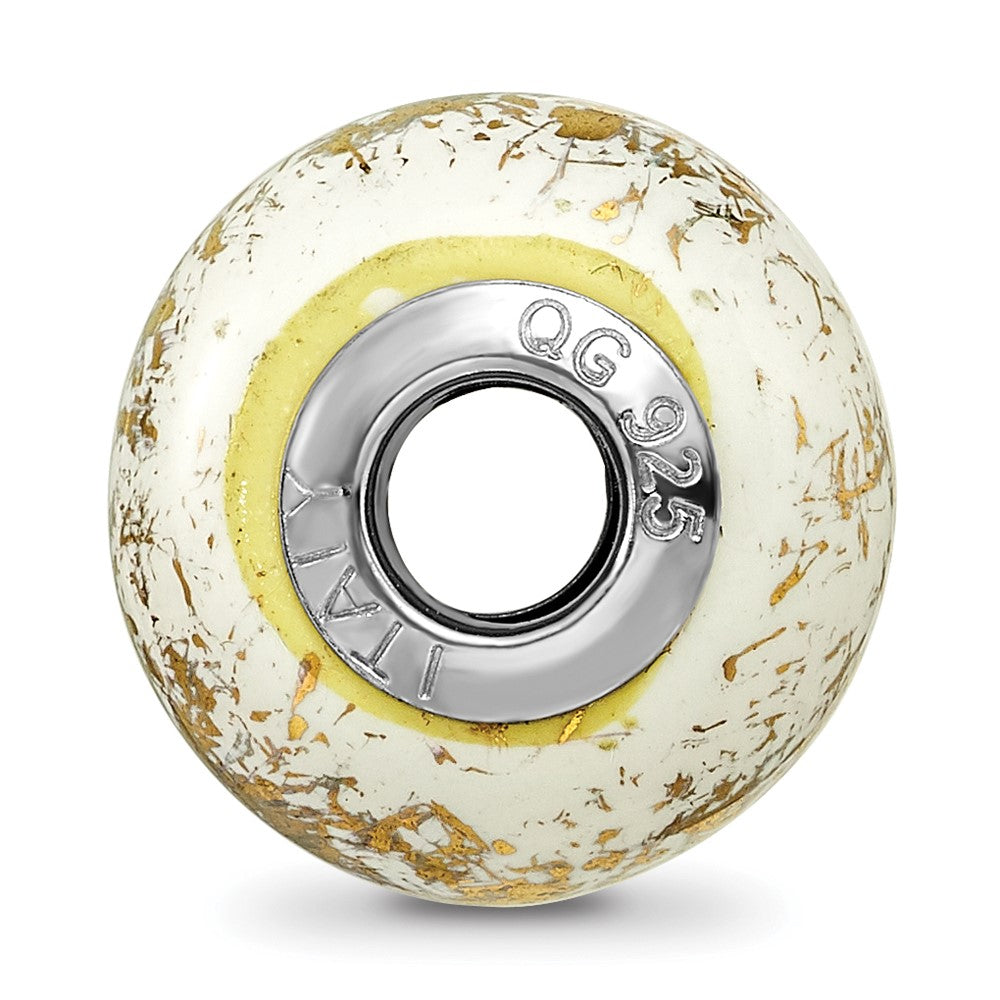 Sterlingsilber Reflections Weiß mit Gold Foil Keramik Perle