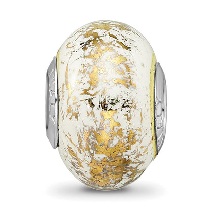 Sterlingsilber Reflections Weiß mit Gold Foil Keramik Perle