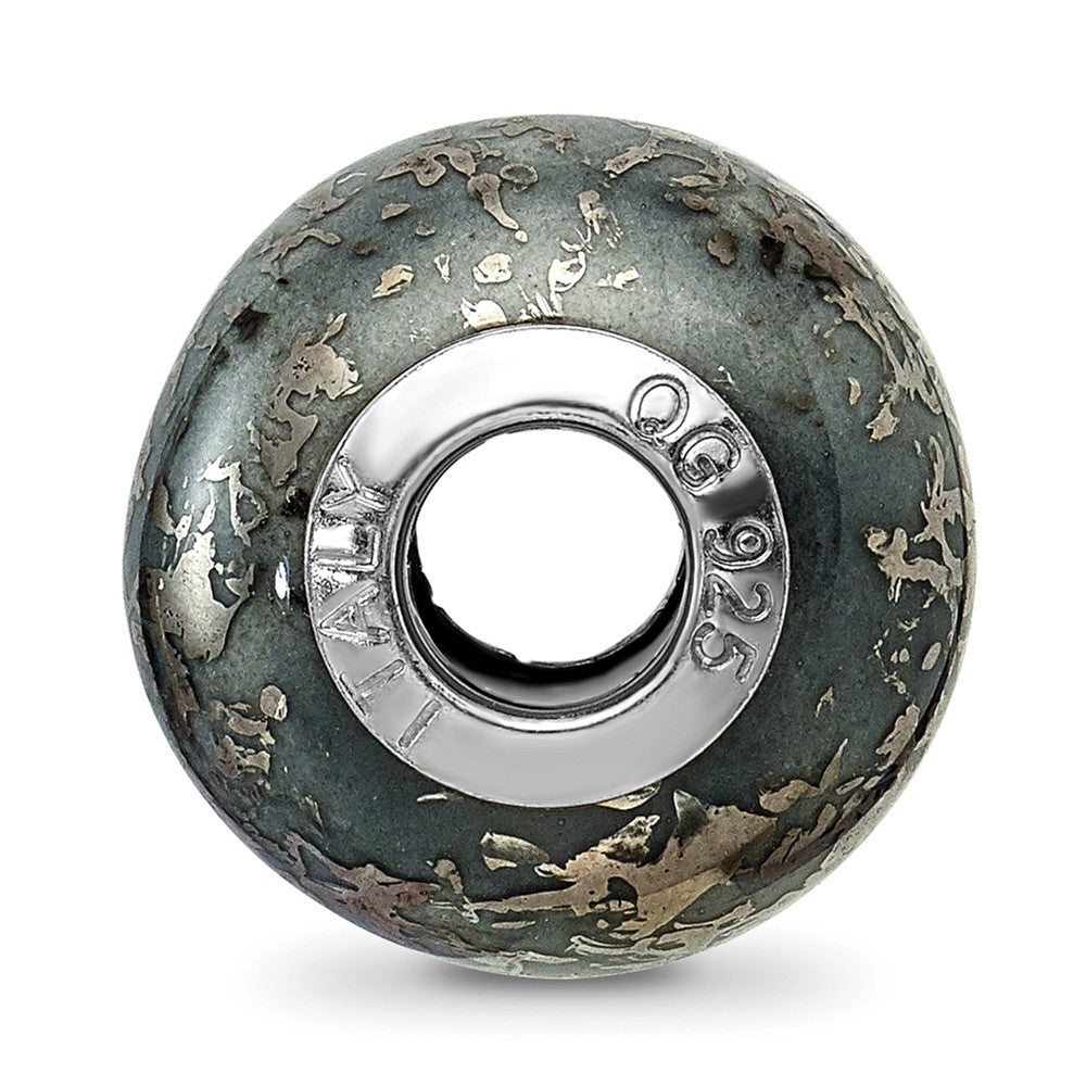 Sterlingsilber Reflections Grau mit Platin Foil Keramik Perle