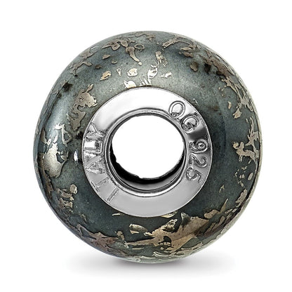 Sterlingsilber Reflections Grau mit Platin Foil Keramik Perle