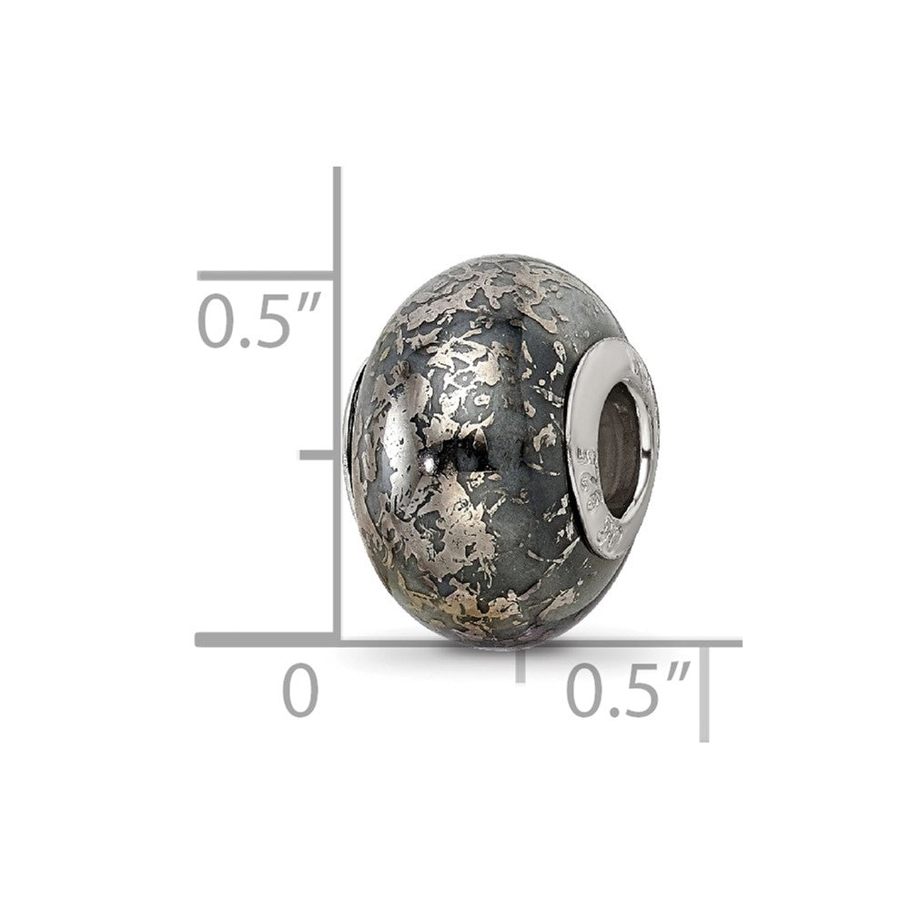 Sterlingsilber Reflections Grau mit Platin Foil Keramik Perle