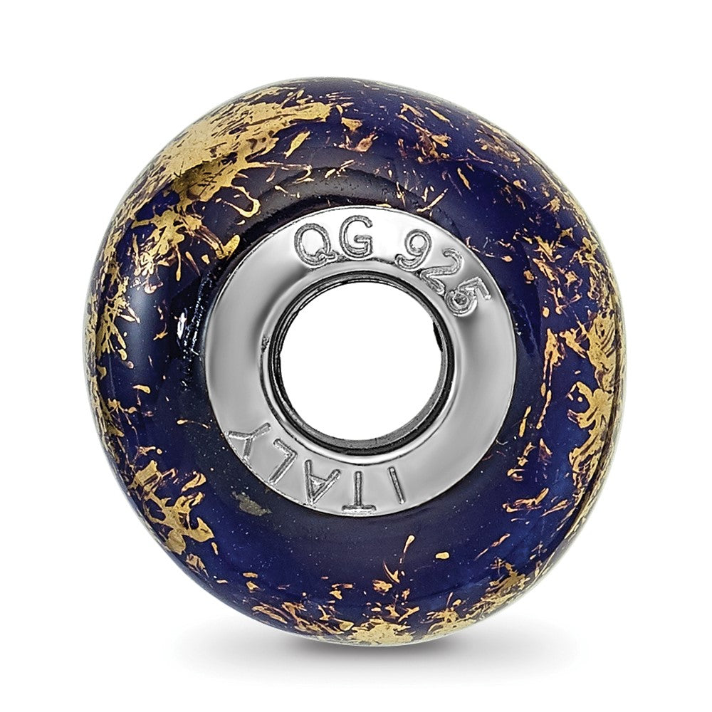 Sterlingsilber Reflections Dunkel Blau mit Gold Foil Keramik Perle