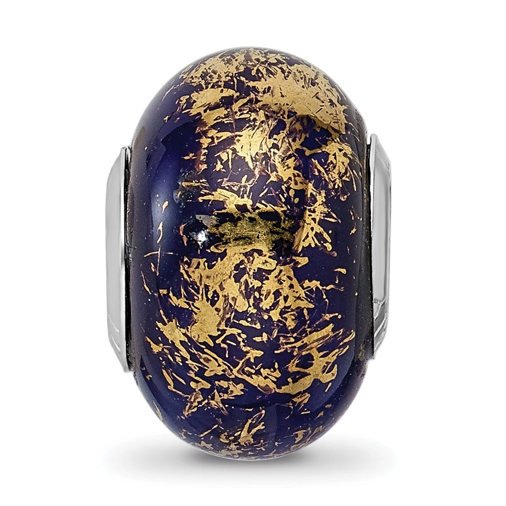 Sterlingsilber Reflections Dunkel Blau mit Gold Foil Keramik Perle