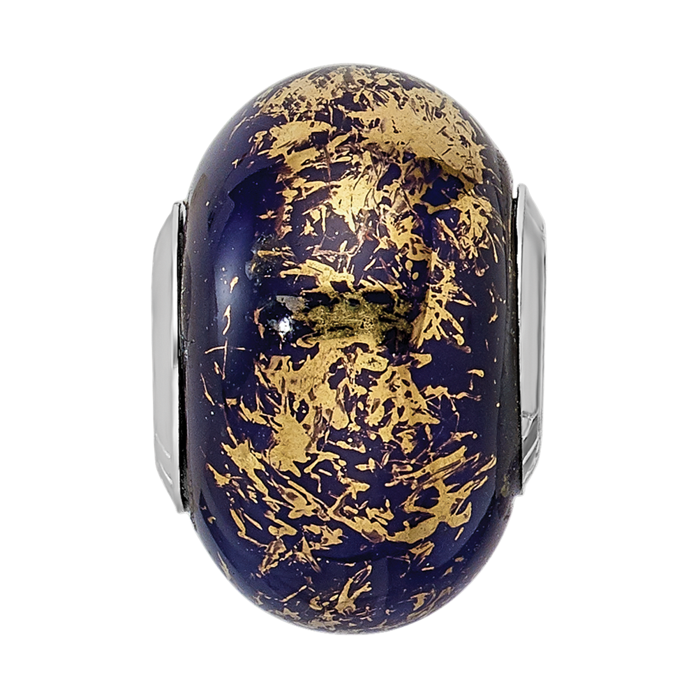 Sterlingsilber Reflections Dunkel Blau mit Gold Foil Keramik Perle