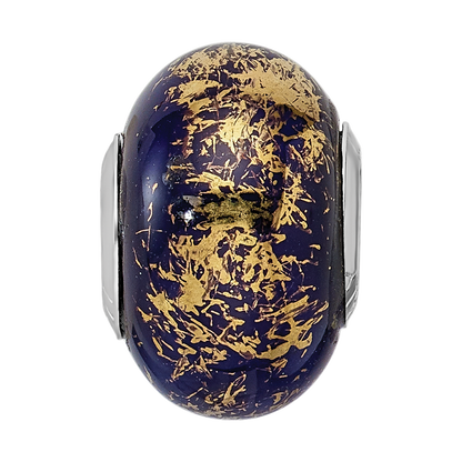Sterlingsilber Reflections Dunkel Blau mit Gold Foil Keramik Perle