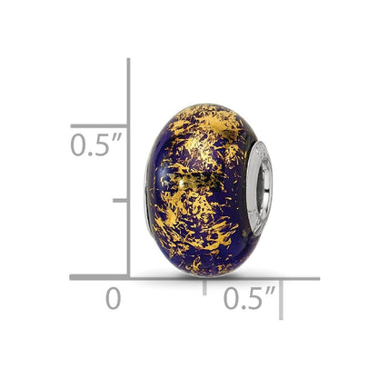 Sterlingsilber Reflections Dunkel Blau mit Gold Foil Keramik Perle