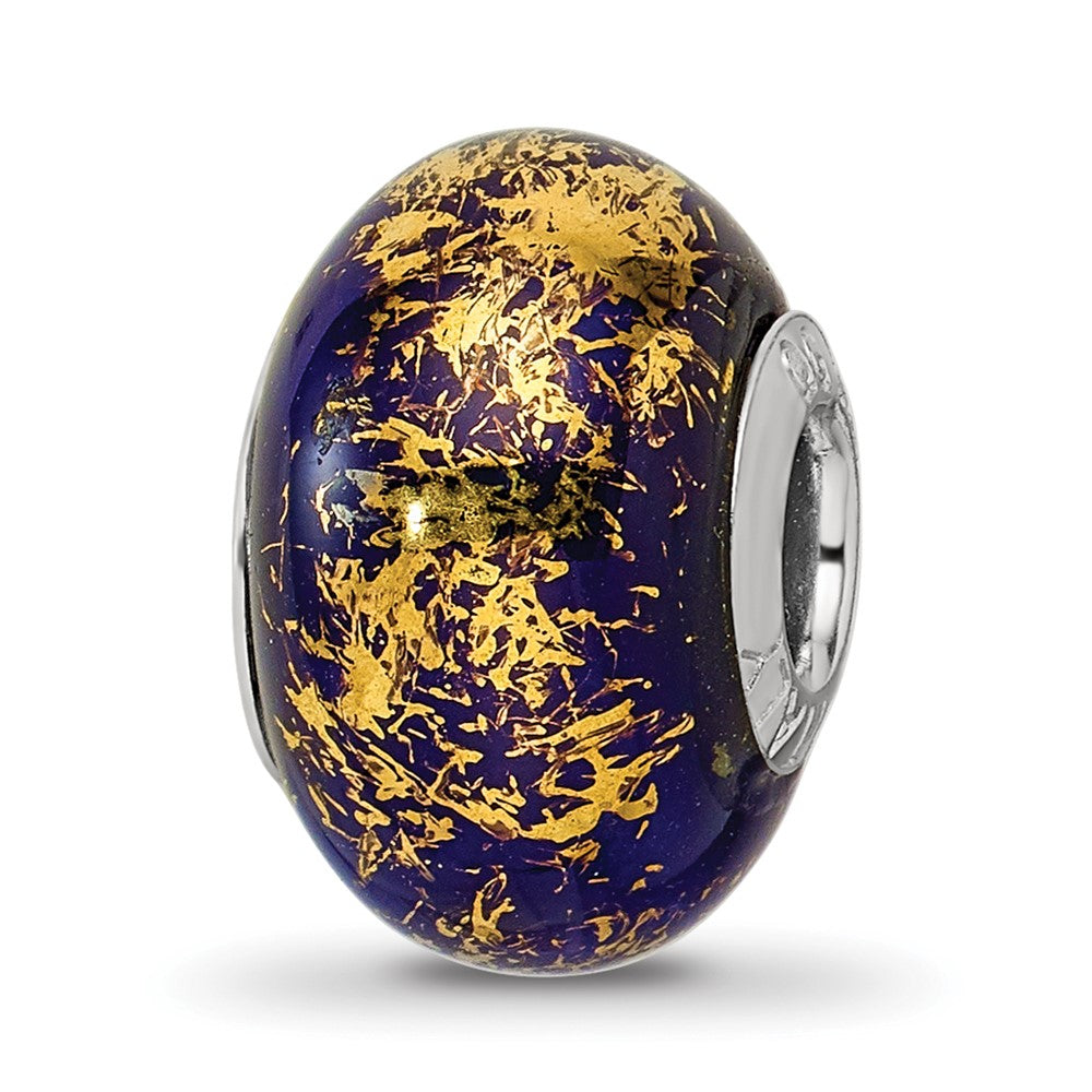 Sterlingsilber Reflections Dunkel Blau mit Gold Foil Keramik Perle