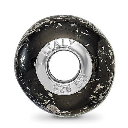 Sterlingsilber Reflections Schwarz mit Platin Foil Keramik Perle