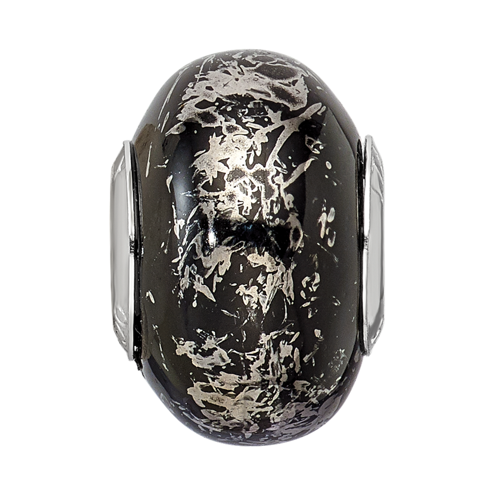 Sterlingsilber Reflections Schwarz mit Platin Foil Keramik Perle